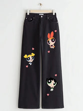 BLACK POWER PUFF GIRLS WIDE LEG JEANS - THE VOGUE APPARELS